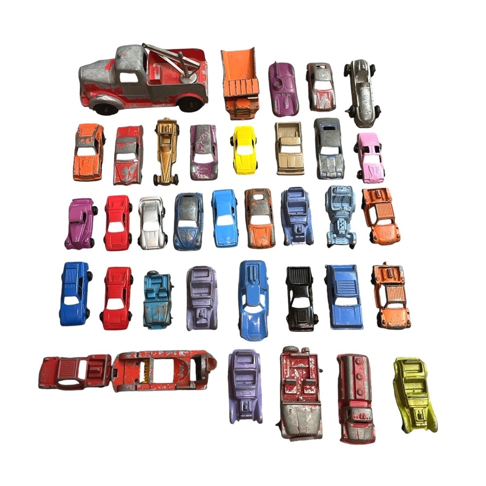 36 1950s Tootsie Toys Car Truck Lot USA Rodster Porsche Chevy Pontiac Dragster +